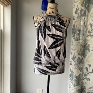 y2k express hibiscus print dress - white and black - sz small